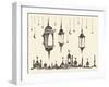 Ramadan Celebration Vintage Engraved Illustration, Hand Drawn-grop-Framed Art Print