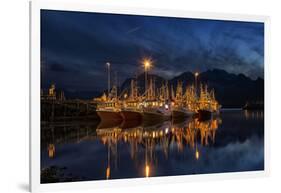 Ramberg Harbour with Fishing Trawlers at Night, Lofoten-Stefan Sassenrath-Framed Photographic Print