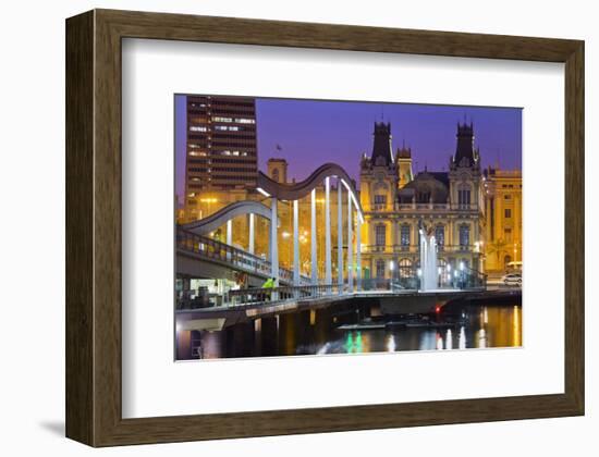 Rambla de Mar bridge in the harbour, Barcelona, Catalonia, Spain-null-Framed Art Print