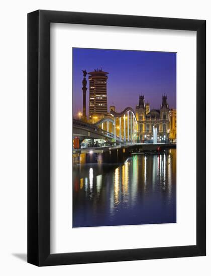 Rambla de Mar Bridge in the harbour of Barcelona, Catalonia, Spain-null-Framed Art Print