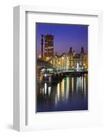 Rambla de Mar Bridge in the harbour of Barcelona, Catalonia, Spain-null-Framed Art Print