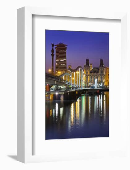 Rambla de Mar Bridge in the harbour of Barcelona, Catalonia, Spain-null-Framed Art Print