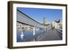 Rambla del Mar at Port Vell, Edificio Colon Tower and Columbus Monument (Monument a Colom), Barcelo-Markus Lange-Framed Photographic Print