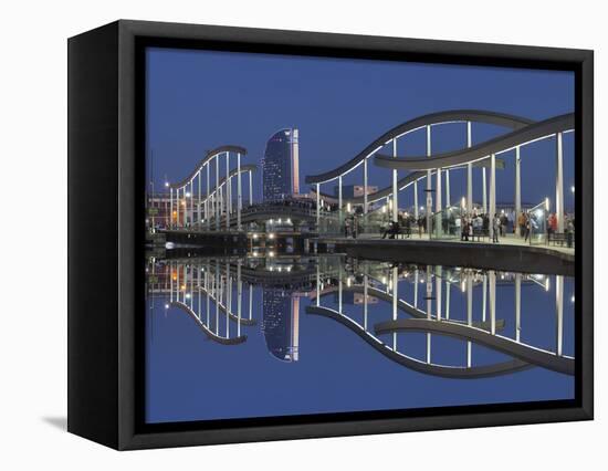 Rambla del Mar at Port Vell, W Hotel, Barcelona, Catalonia, Spain, Europe-Markus Lange-Framed Stretched Canvas