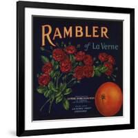 Rambler Brand - La Verne, California - Citrus Crate Label-Lantern Press-Framed Art Print