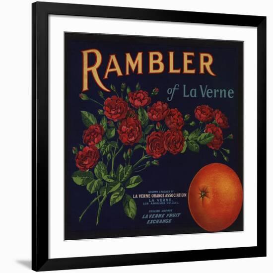 Rambler Brand - La Verne, California - Citrus Crate Label-Lantern Press-Framed Art Print