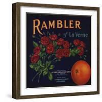 Rambler Brand - La Verne, California - Citrus Crate Label-Lantern Press-Framed Art Print