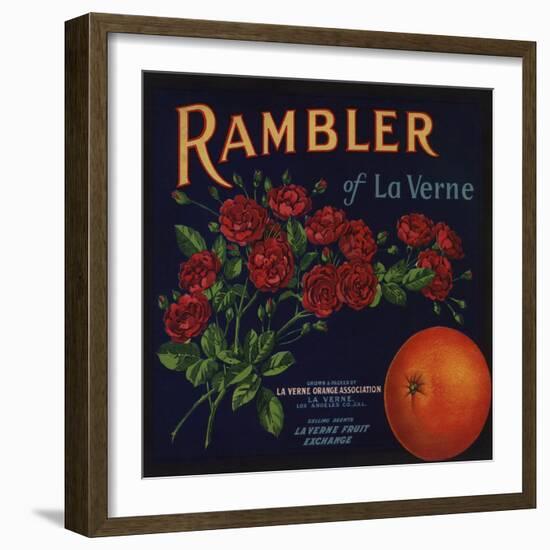 Rambler Brand - La Verne, California - Citrus Crate Label-Lantern Press-Framed Art Print