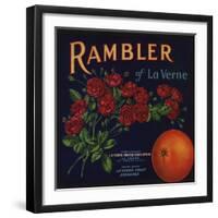 Rambler Brand - La Verne, California - Citrus Crate Label-Lantern Press-Framed Art Print