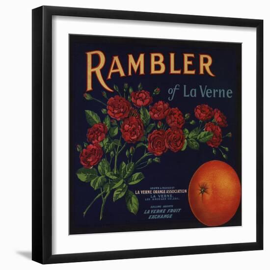 Rambler Brand - La Verne, California - Citrus Crate Label-Lantern Press-Framed Art Print