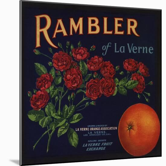 Rambler Brand - La Verne, California - Citrus Crate Label-Lantern Press-Mounted Art Print