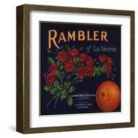 Rambler Brand - La Verne, California - Citrus Crate Label-Lantern Press-Framed Art Print