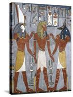 Rameses I Between Horus and Anubis, Fresco, Burial Chamber, Tomb of Ramesses I-null-Stretched Canvas