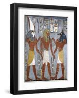 Rameses I Between Horus and Anubis, Fresco, Burial Chamber, Tomb of Ramesses I-null-Framed Premium Giclee Print