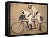 Ramon Casas And Father Romeu Riding a Tandem-Ramon Casas-Framed Stretched Canvas