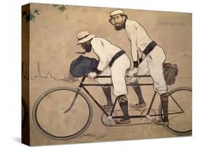 Ramon Casas And Father Romeu Riding a Tandem-Ramon Casas-Stretched Canvas