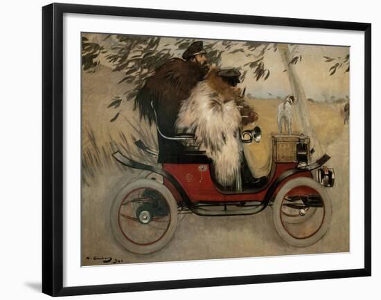 Ramon Casas and Pere Romeu in a Motor Car. 1901-Ramon Casas i Carbó-Framed Giclee Print