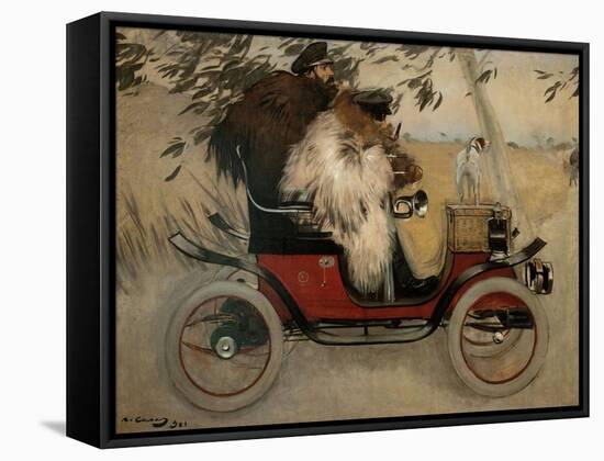 Ramon Casas and Pere Romeu in a Motor Car. 1901-Ramon Casas i Carbó-Framed Stretched Canvas