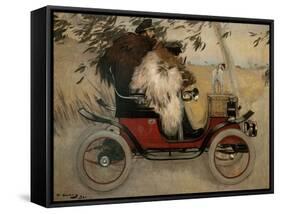 Ramon Casas and Pere Romeu in a Motor Car. 1901-Ramon Casas i Carbó-Framed Stretched Canvas