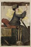 Poster with Woman in Vintage Automobile Holding Up Sherry Glass-Ramon Casas Carbo-Giclee Print