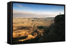 Ramon Crater Viewed from Mitzpe Ramon Visitors Center, Negev Desert, Israel-David Noyes-Framed Stretched Canvas