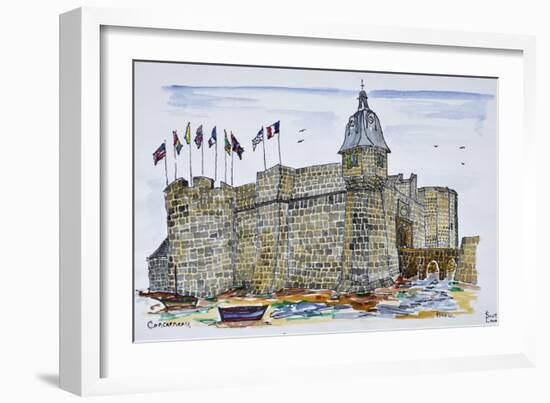 Ramparts and main gate of Concarneau, Brittany, France-Richard Lawrence-Framed Photographic Print