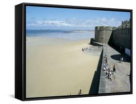 Ramparts of Old Town and Beach to the Northwest of St. Malo, Brittany, France-Richard Ashworth-Framed Stretched Canvas