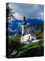 Ramsau Church Above Ramsauer Arche Stream, Berchtesgaden, Germany-Martin Moos-Stretched Canvas