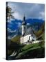 Ramsau Church Above Ramsauer Arche Stream, Berchtesgaden, Germany-Martin Moos-Stretched Canvas