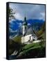 Ramsau Church Above Ramsauer Arche Stream, Berchtesgaden, Germany-Martin Moos-Framed Stretched Canvas