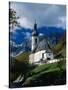 Ramsau Church Above Ramsauer Arche Stream, Berchtesgaden, Germany-Martin Moos-Stretched Canvas