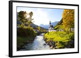 Ramsau Church in Autumn, Ramsau, Near Berchtesgaden, Bavaria, Germany, Europe-Miles Ertman-Framed Photographic Print