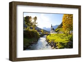 Ramsau Church in Autumn, Ramsau, Near Berchtesgaden, Bavaria, Germany, Europe-Miles Ertman-Framed Photographic Print