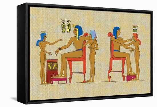 Ramses III Playing at Draughts-J. Gardner Wilkinson-Framed Stretched Canvas