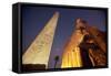 Ramses Statue and Obelisk at the Entrance to the Luxor Temple Complex-Alex Saberi-Framed Stretched Canvas