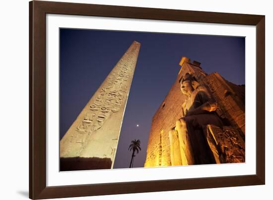 Ramses Statue and Obelisk at the Entrance to the Luxor Temple Complex-Alex Saberi-Framed Photographic Print