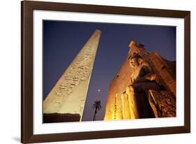 Ramses Statue and Obelisk at the Entrance to the Luxor Temple Complex-Alex Saberi-Framed Photographic Print