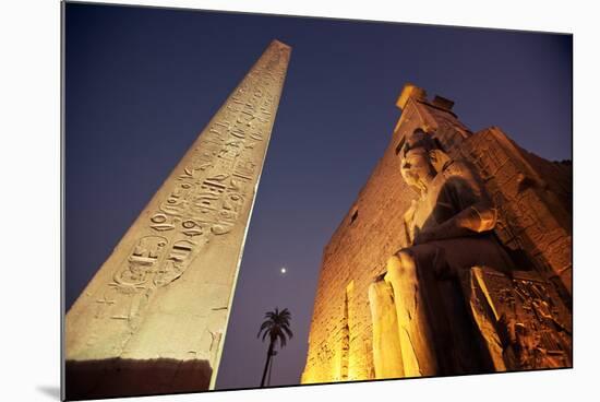 Ramses Statue and Obelisk at the Entrance to the Luxor Temple Complex-Alex Saberi-Mounted Photographic Print