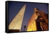Ramses Statue and Obelisk at the Entrance to the Luxor Temple Complex-Alex Saberi-Framed Stretched Canvas