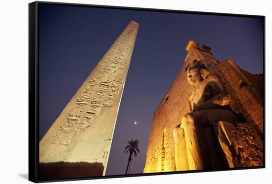 Ramses Statue and Obelisk at the Entrance to the Luxor Temple Complex-Alex Saberi-Framed Stretched Canvas