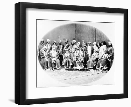 Ranbir Singh, Maharaja of Jammu and Kashmir and Suite, 1877-S. Bourne and C. Shepherd-Framed Photographic Print