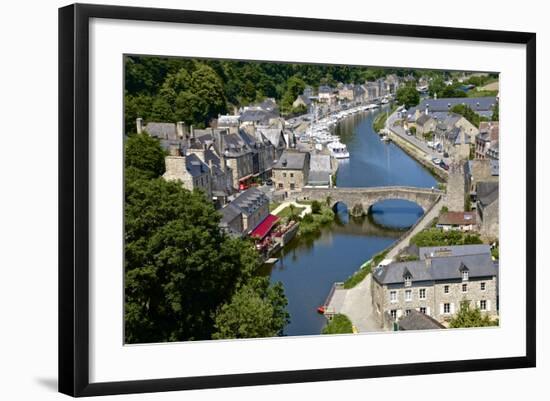 Rance River Valley and Dinan Harbour with the Stone Bridge, Dinan, Brittany, France, Europe-Guy Thouvenin-Framed Photographic Print