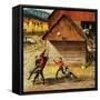 "Ranch Basketball", November 11, 1950-John Clymer-Framed Stretched Canvas