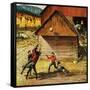 "Ranch Basketball", November 11, 1950-John Clymer-Framed Stretched Canvas