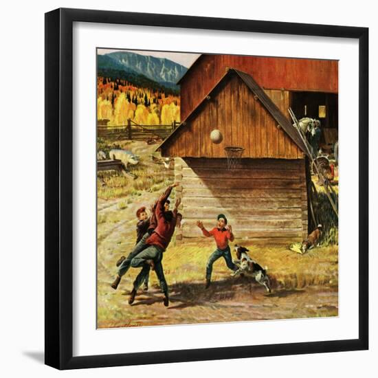 "Ranch Basketball", November 11, 1950-John Clymer-Framed Giclee Print