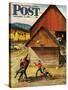 "Ranch Basketball" Saturday Evening Post Cover, November 11, 1950-John Clymer-Stretched Canvas