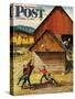 "Ranch Basketball" Saturday Evening Post Cover, November 11, 1950-John Clymer-Stretched Canvas