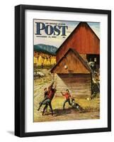 "Ranch Basketball" Saturday Evening Post Cover, November 11, 1950-John Clymer-Framed Giclee Print