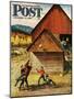 "Ranch Basketball" Saturday Evening Post Cover, November 11, 1950-John Clymer-Mounted Giclee Print