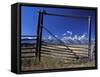 Ranch's Fencing Frames the Mountains of Grand Teton National Park, Wyoming, USA-Diane Johnson-Framed Stretched Canvas